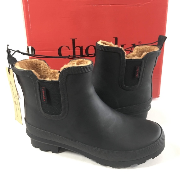 chooka plush chelsea rain boots